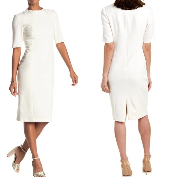 Trina Turk Aperitif Elbow Sleeve Dress In Winter White Size 8 Cocktail Bridal - Picture 1 of 8